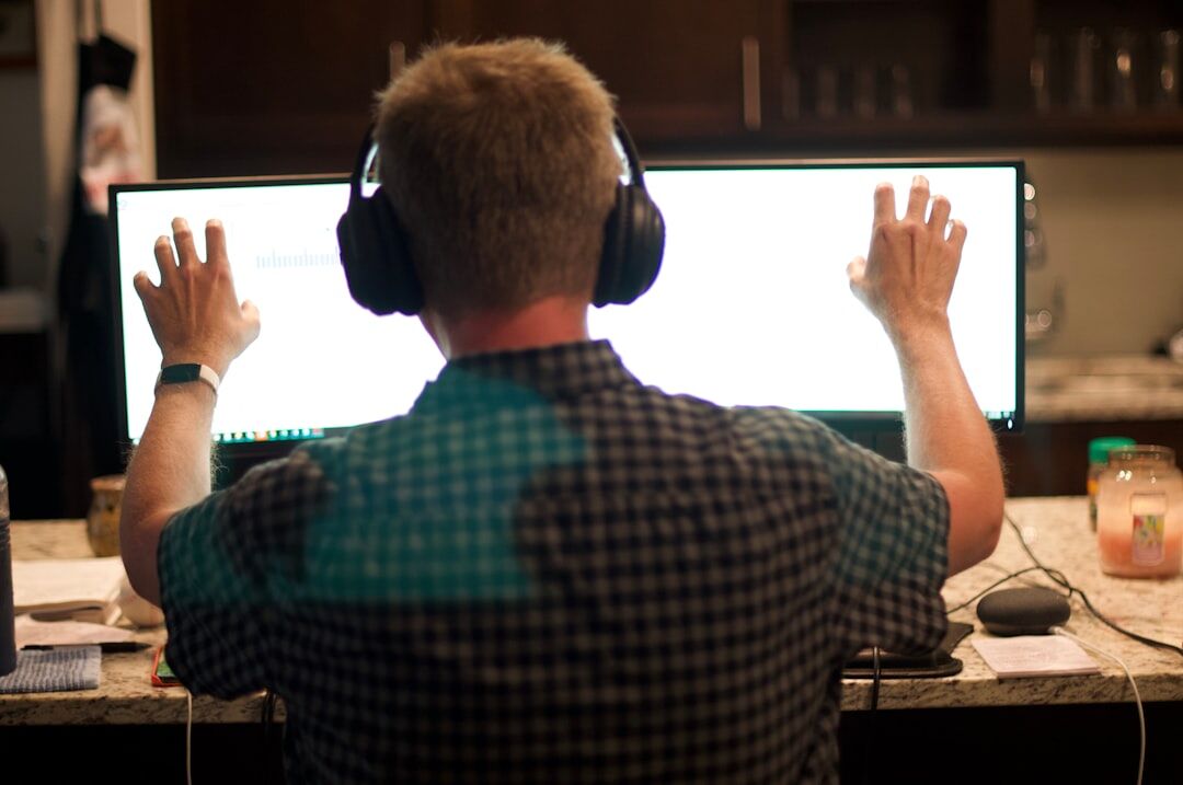 TV director reviewing footage on monitors